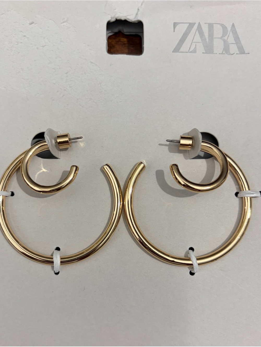ZARA New NWT Gold Metallic Double Hoop Earrings 4548/224